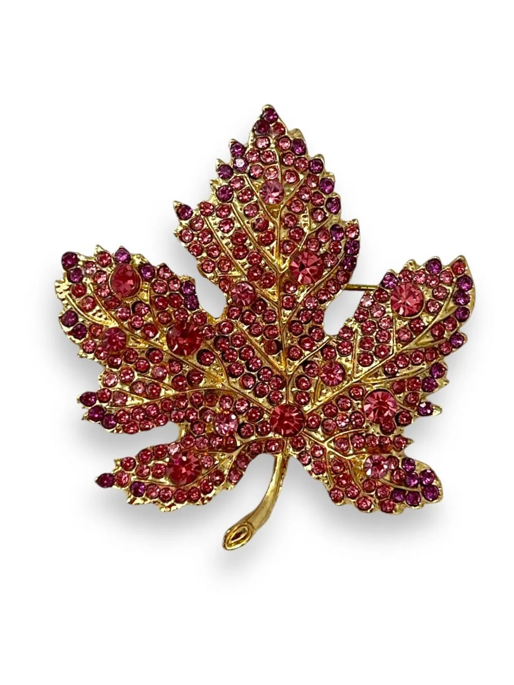 🍁 Scarf Brooch - Maple Leaf - Deep Pink