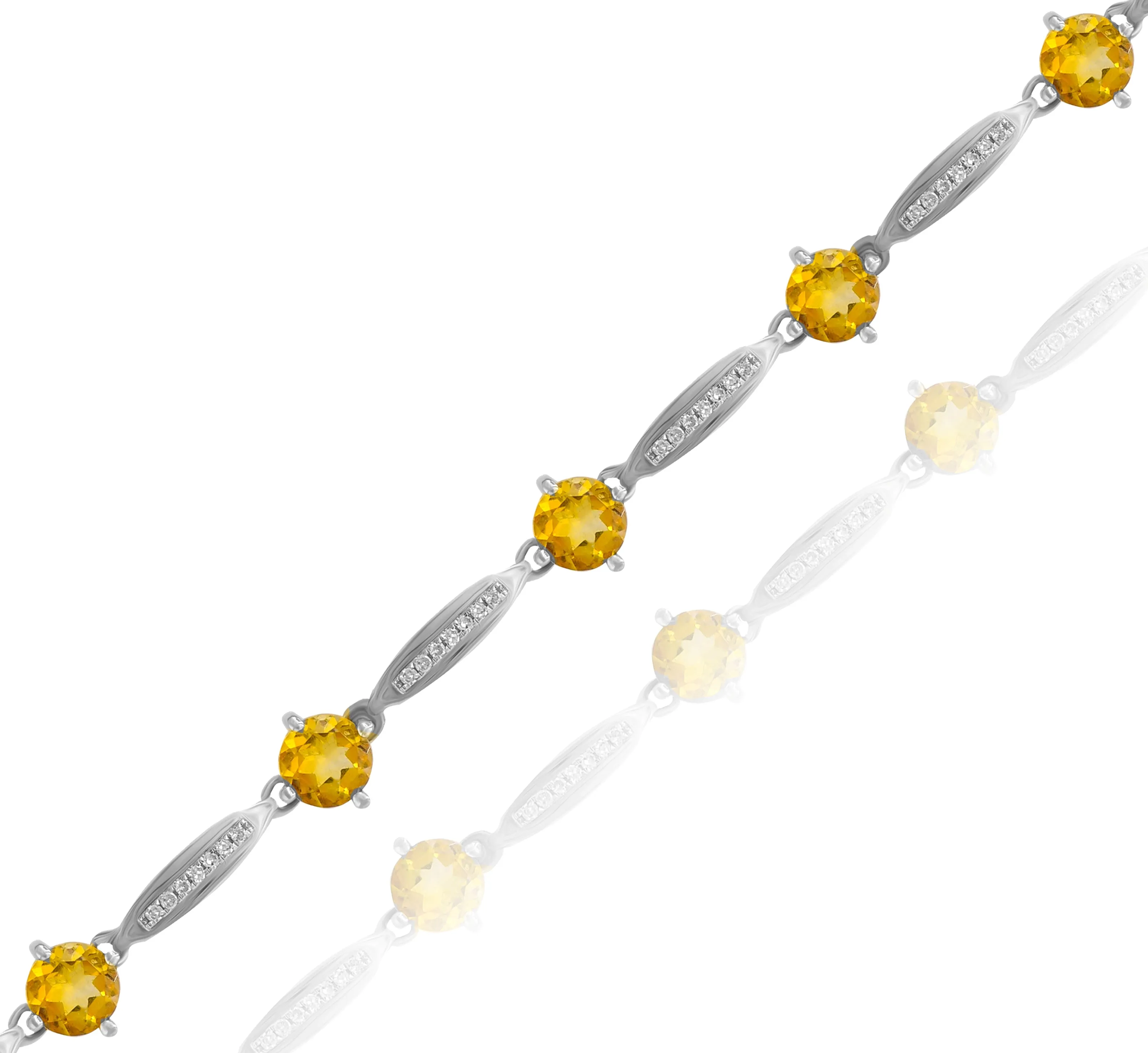 0.22ct Diamond and 4.03ct Citrine Bracelet set in 14KT White Gold / JBCB150028