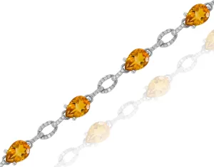 0.50ct Diamond and 5.36ct Citrine Bracelet set in 14KT White Gold / JBCB150022J