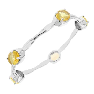 11 cttw Citrine Bangle Bracelet Brass With Rhodium Plating 11x9 MM Oval Twisted