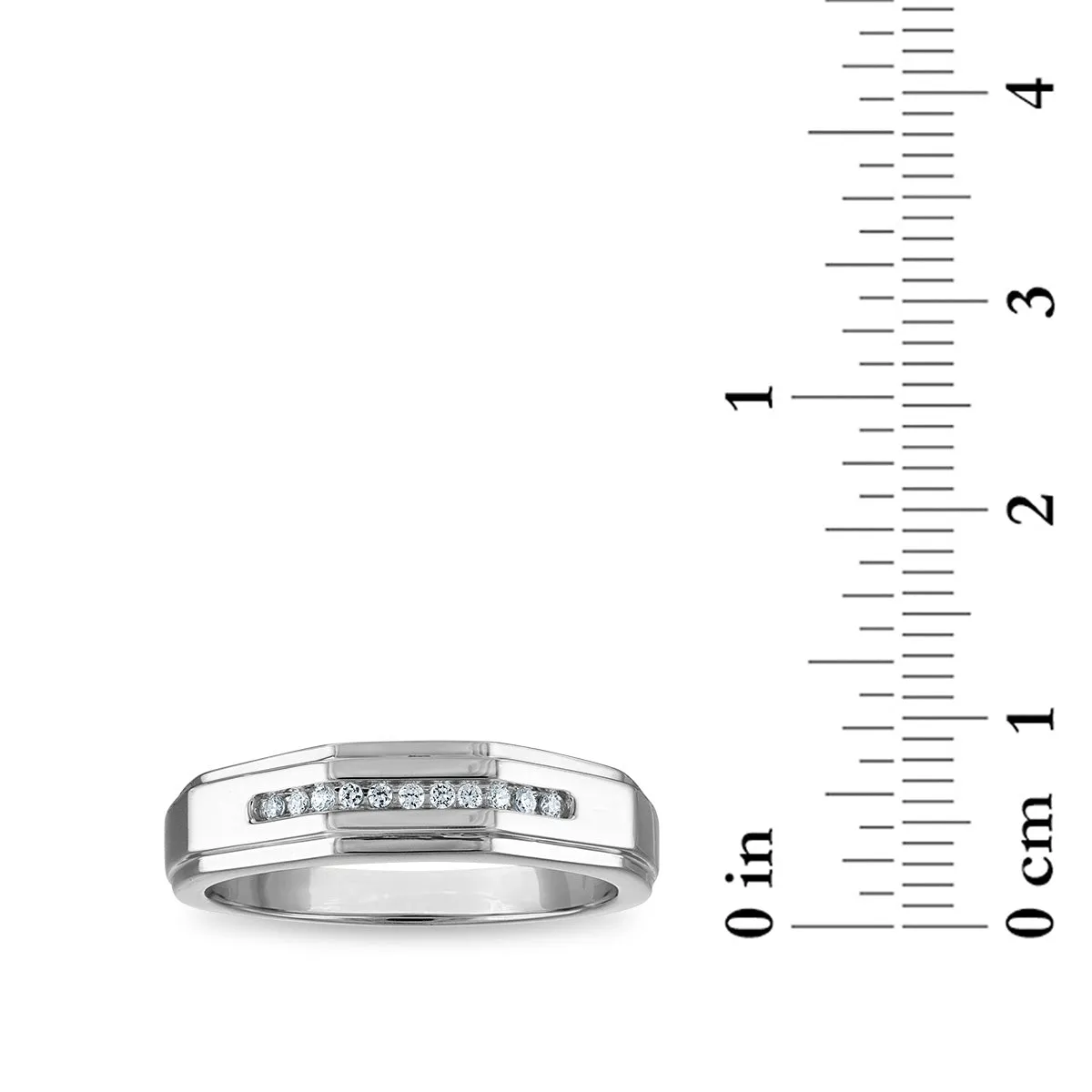 1/10 CTW Diamond Wedding Geometric Channel Set Ring in 10KT White Gold