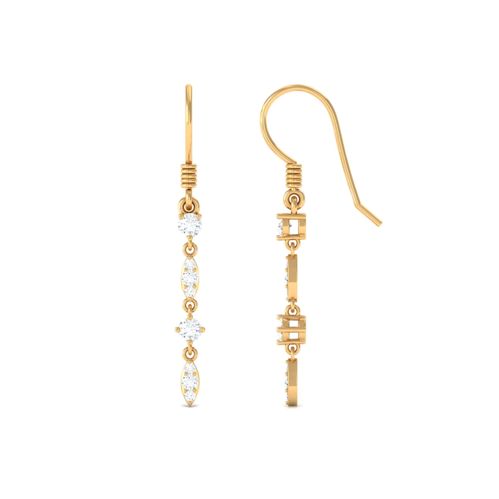 1/2 CT Simple Moissanite Gold Dangle Earrings