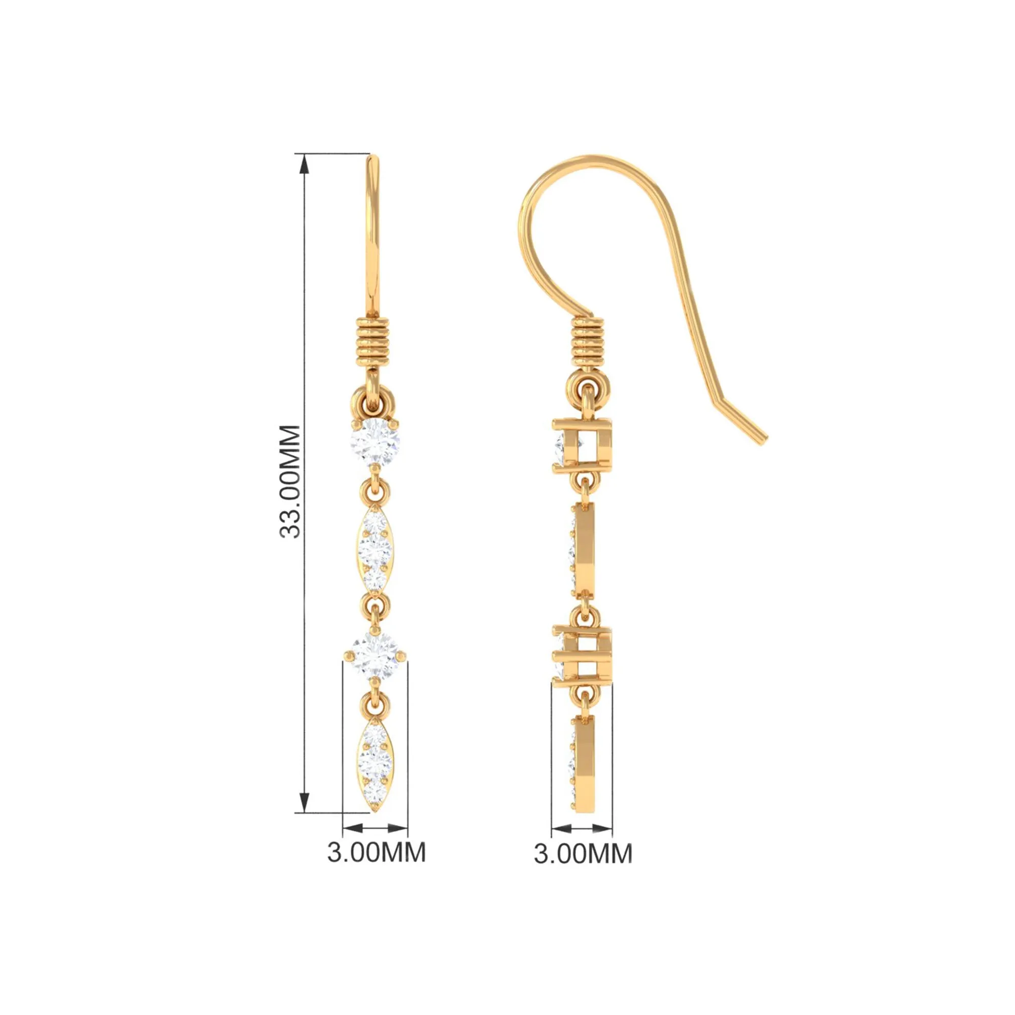 1/2 CT Simple Moissanite Gold Dangle Earrings