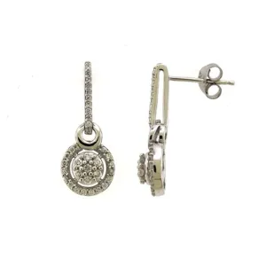 1/2 CTW Diamond Drop & Dangle Halo Earrings in 10KT White Gold