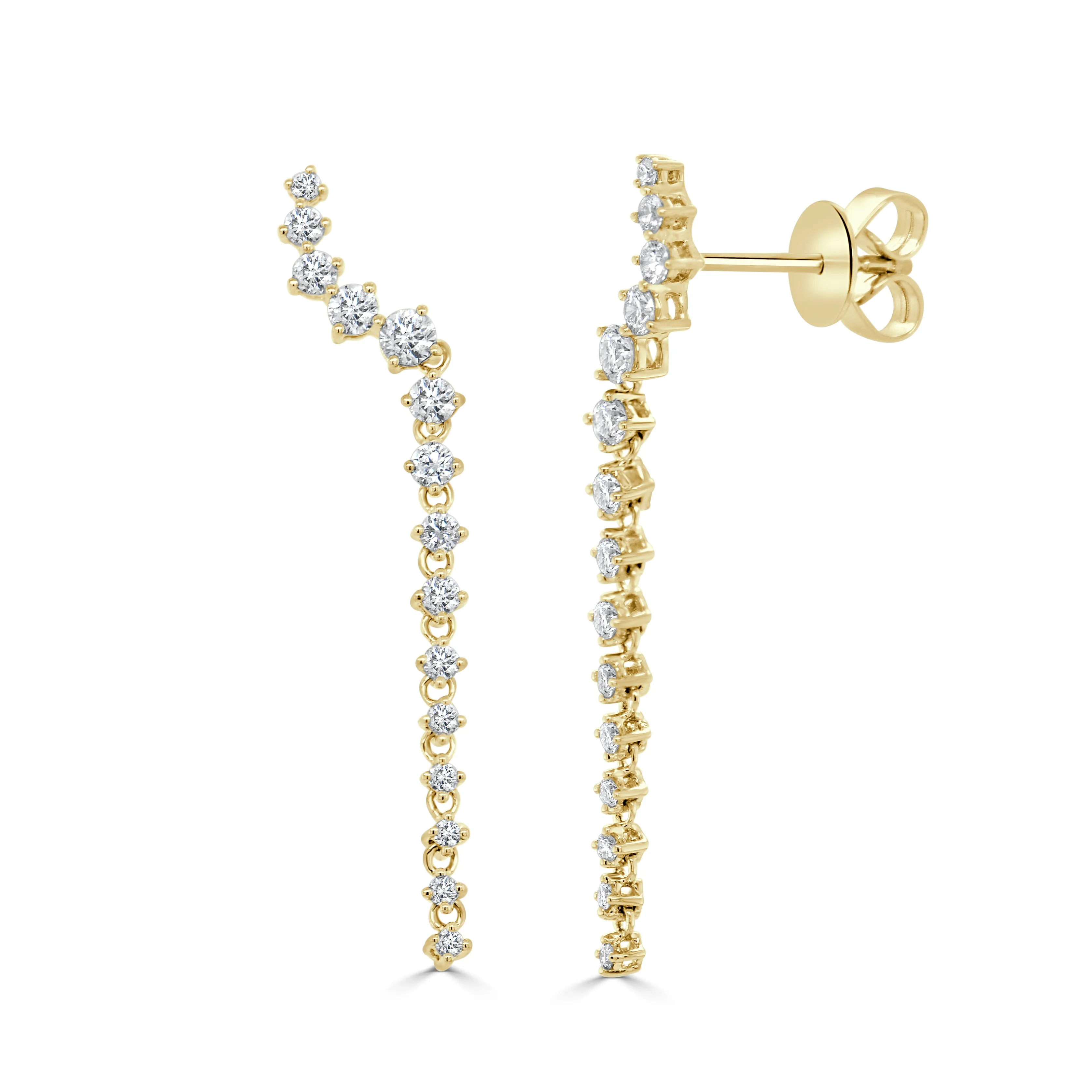 14K Gold & Diamond Long Earrings - 0.76ct