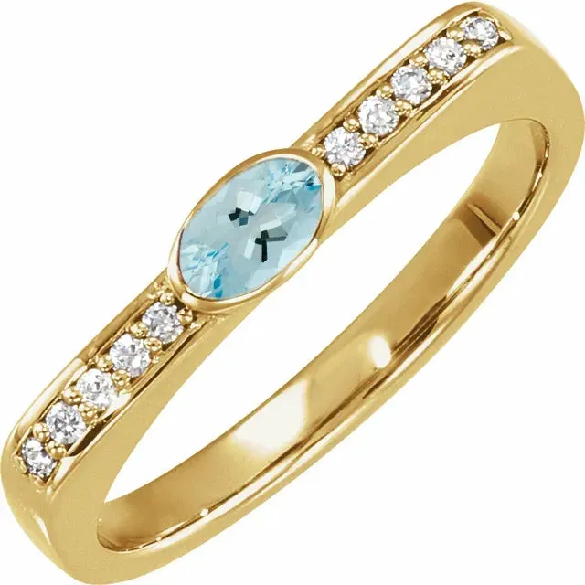 14K Gold Oval Emerald and Diamond Accented Ring