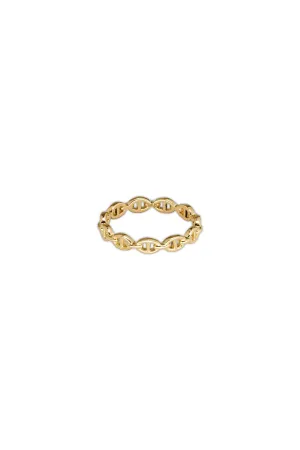 14K Solid Gold 3D Anchor Chain Linked Stackable Ring