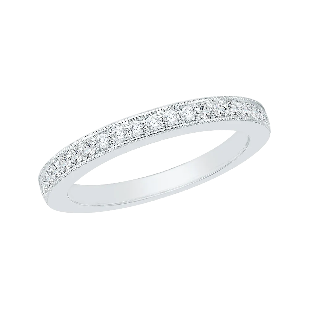 14K White Gold Round Diamond Wedding Band