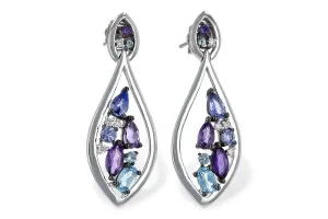 14K White Gold Topaz Teardrop Earrings