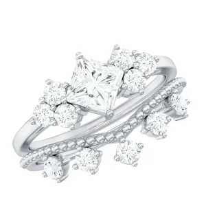 1.50 CT Princess Cut Cubic Zirconia Wedding Ring Set in Gold