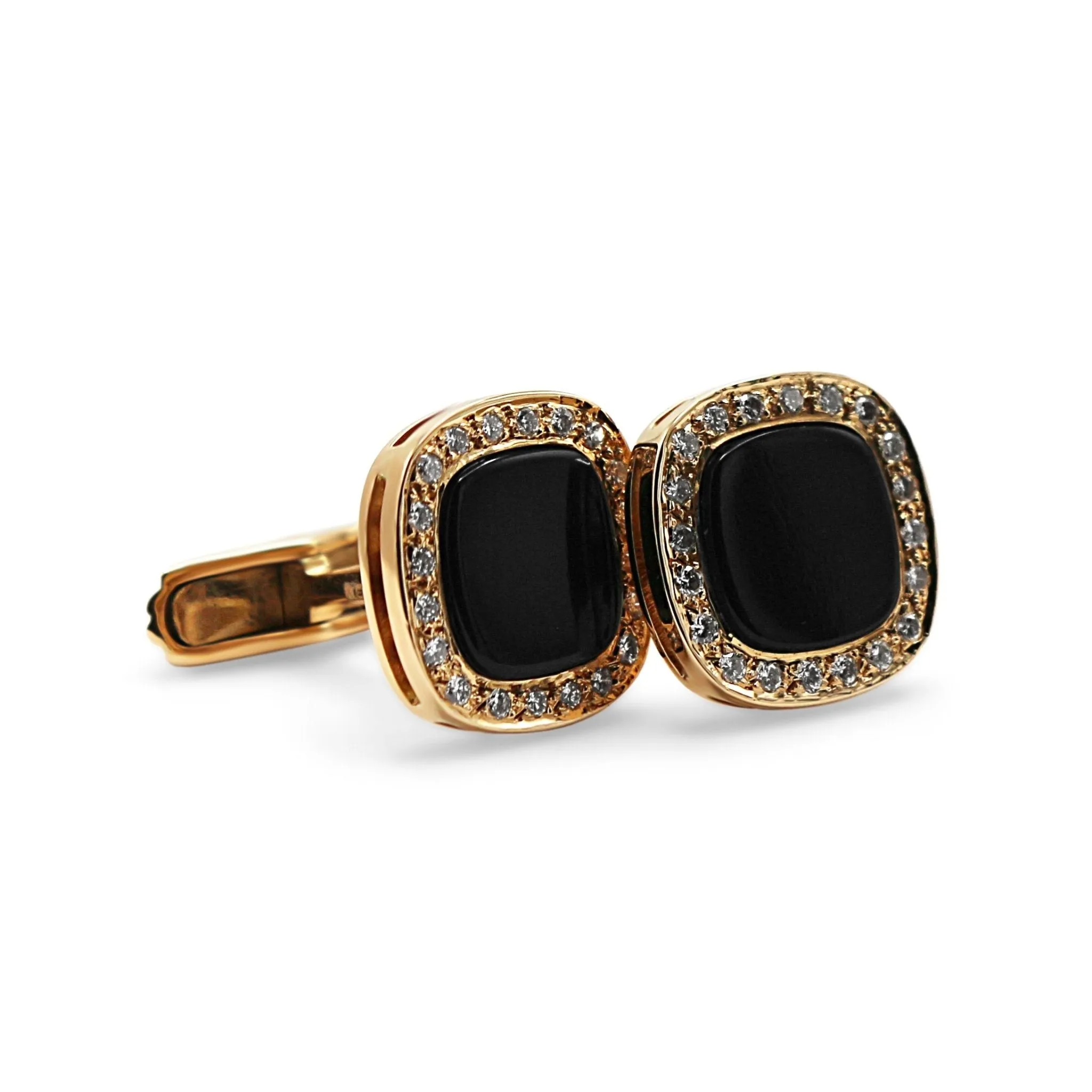 18ct Rose Gold Onyx & Diamond set Cufflinks