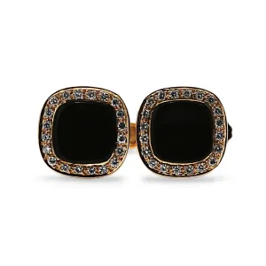 18ct Rose Gold Onyx & Diamond set Cufflinks