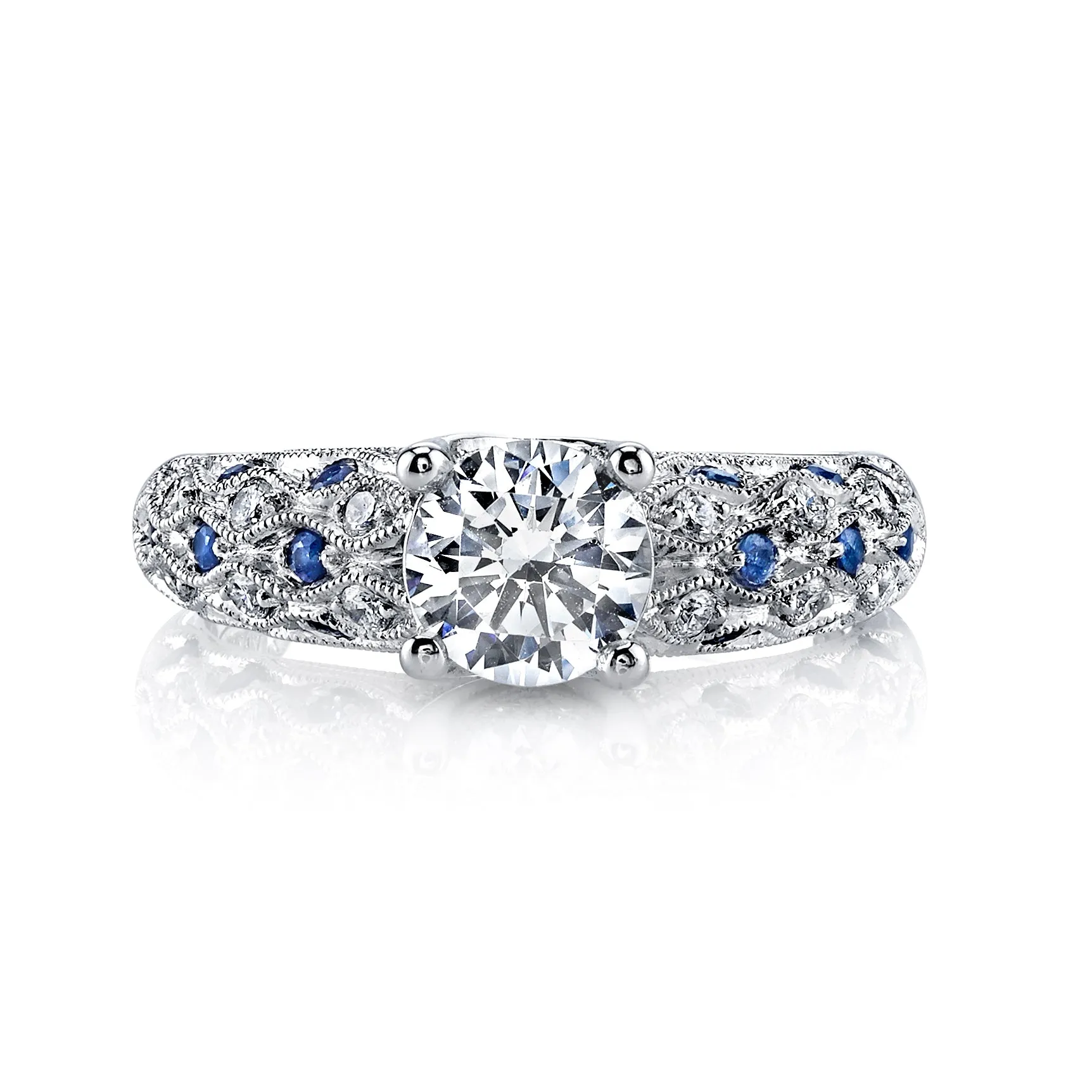 18K White Gold Diamond And Sapphire Engagement Ring