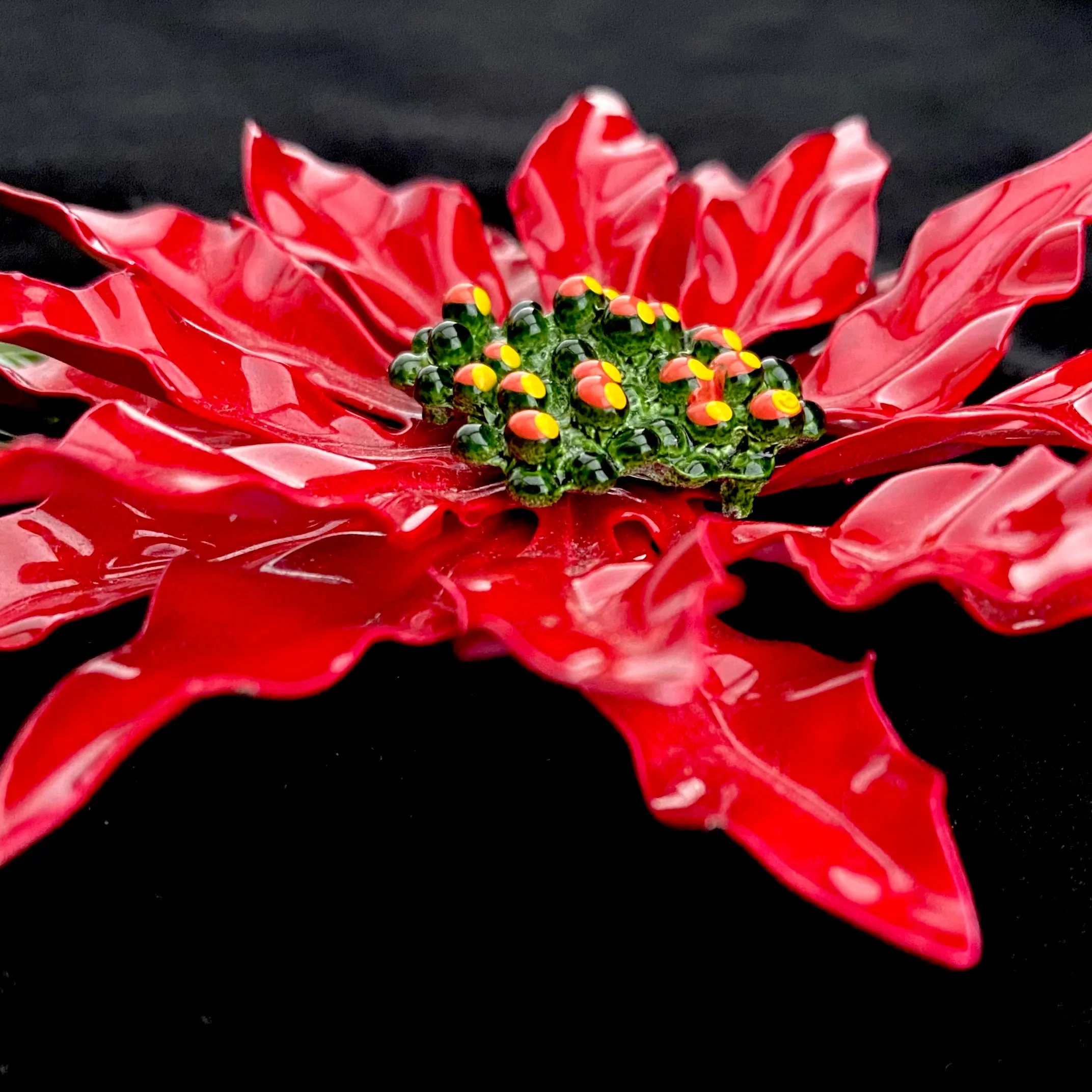 1960s Large Enamel Poinsettia Brooch