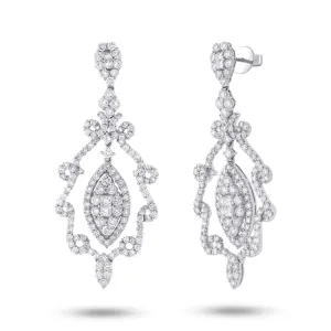 7.31ct 18k White Gold Diamond Chandelier Earring