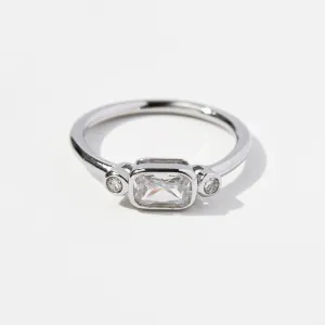 925 Sterling Silver Geometric Zircon Ring