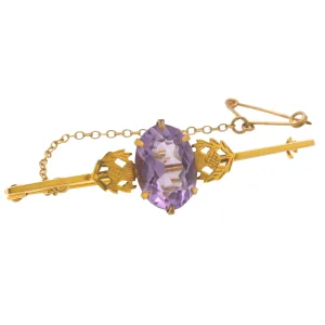 9ct Gold Amethyst Scottish Thistle Brooch, 4.90ct