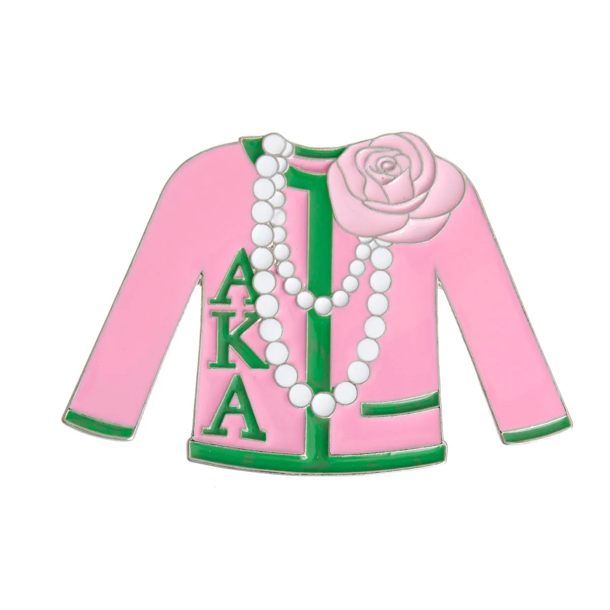 AKA Alpha Kappa Alpha Inspired  Brooch Pink Green Sorority Sweater Pin