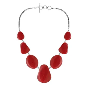 AN-1009-CR Sterling Silver Necklace With Coral