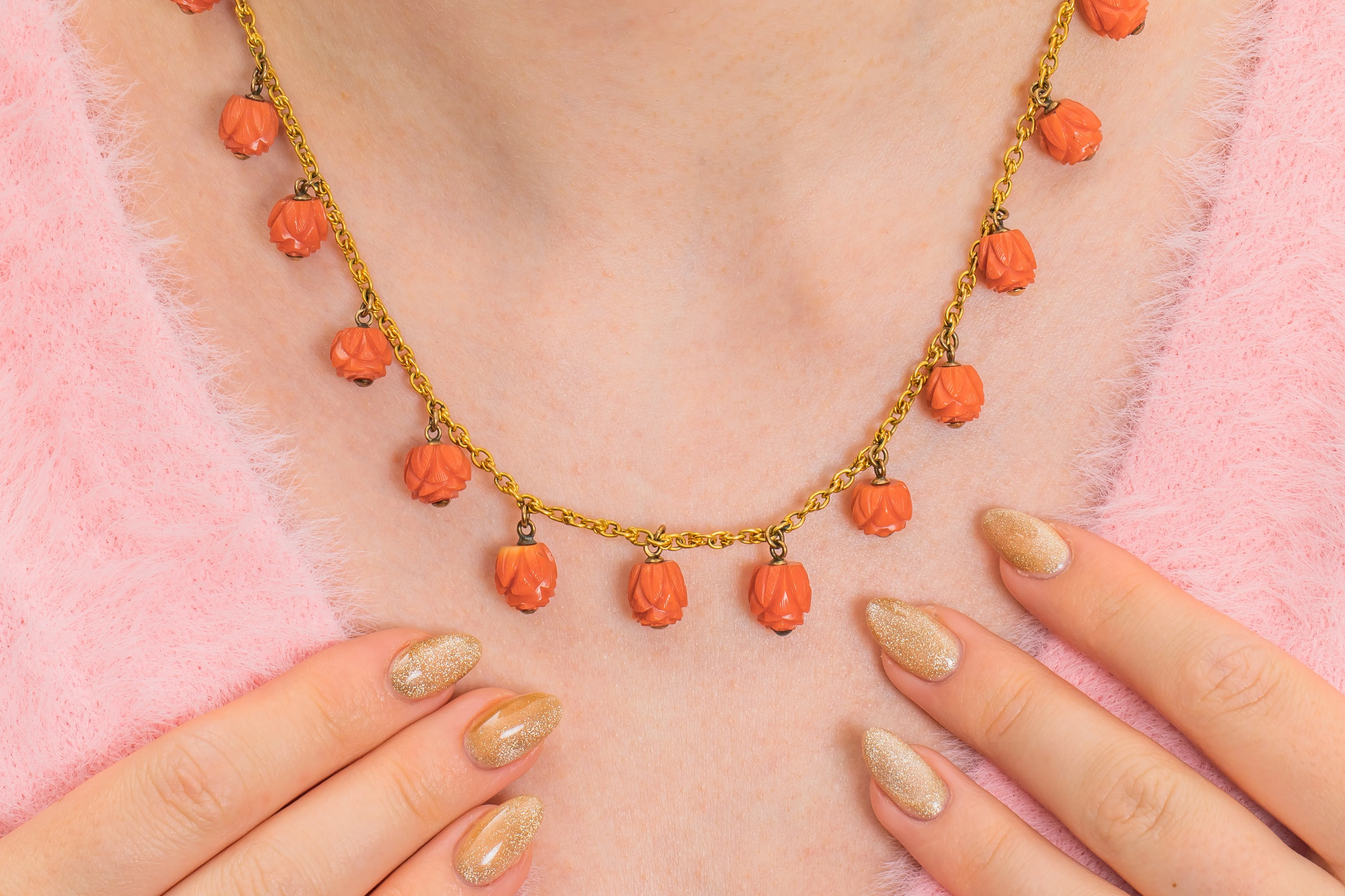 Antique 15ct Gold Coral Necklace