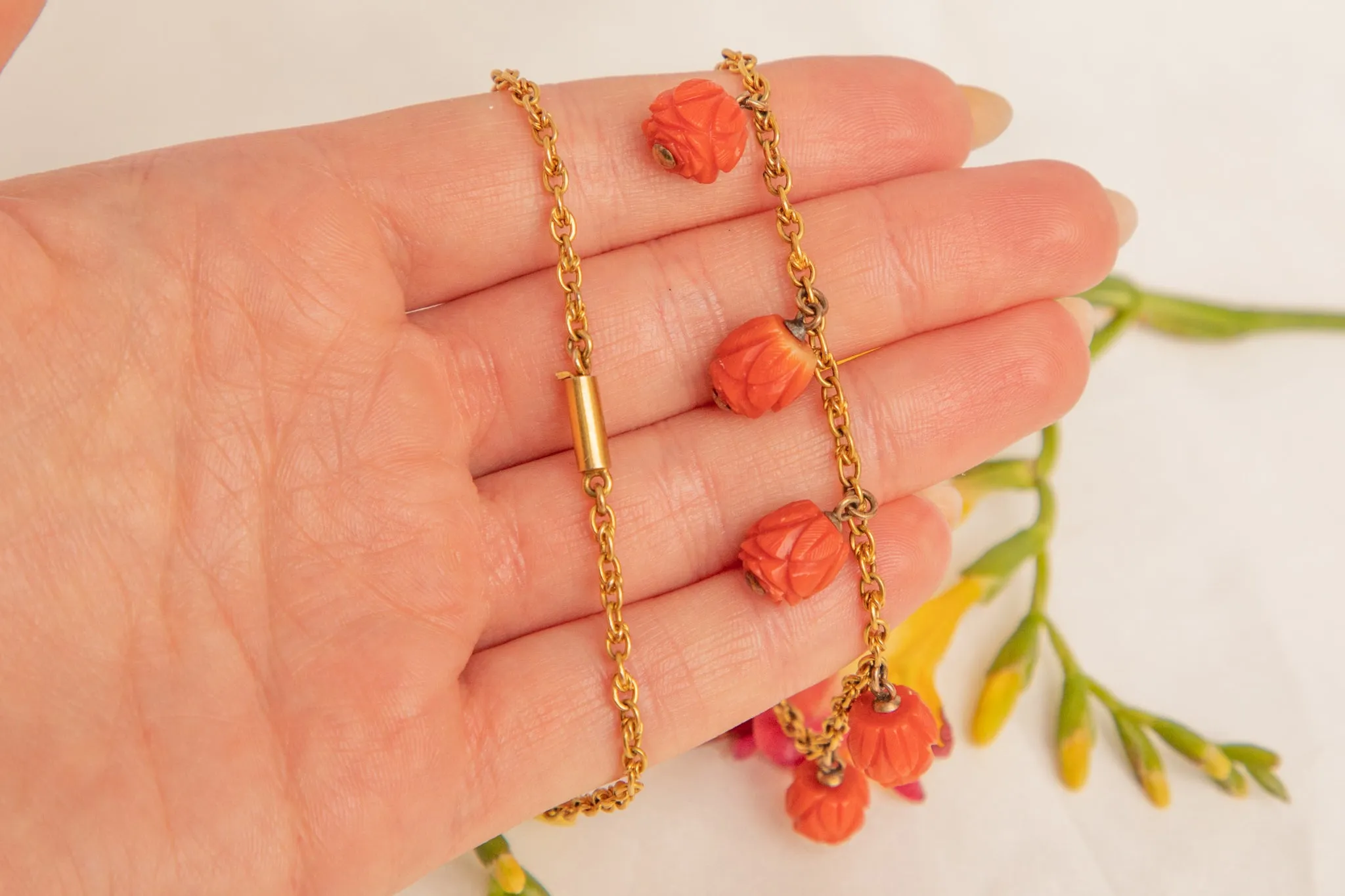 Antique 15ct Gold Coral Necklace