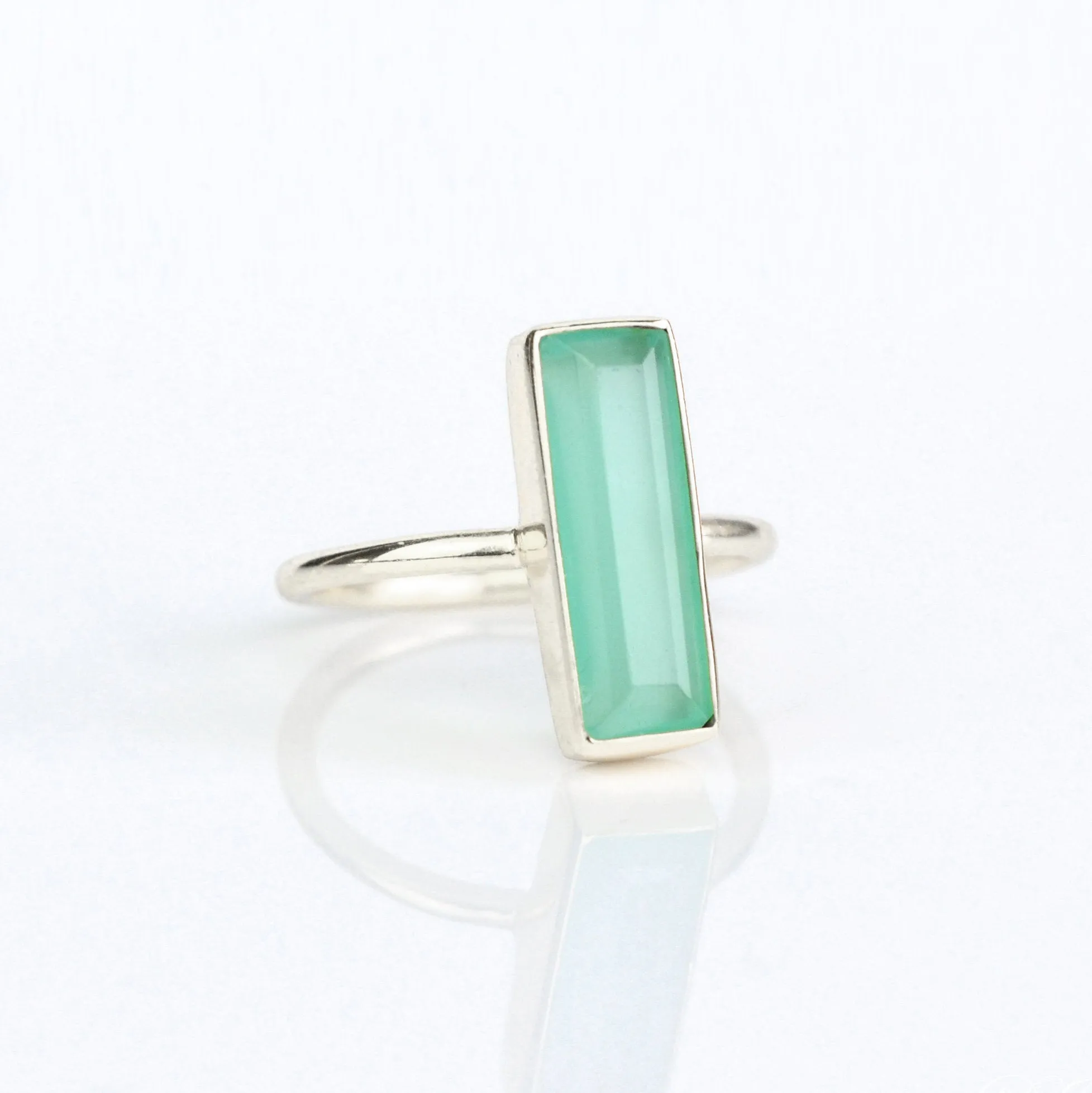 Aqua Chalcedony Bar Ring : March Birthstone