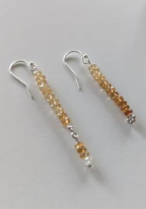 Asymetric Ombre Yellow Citrine Faceted Gemstone Earrings