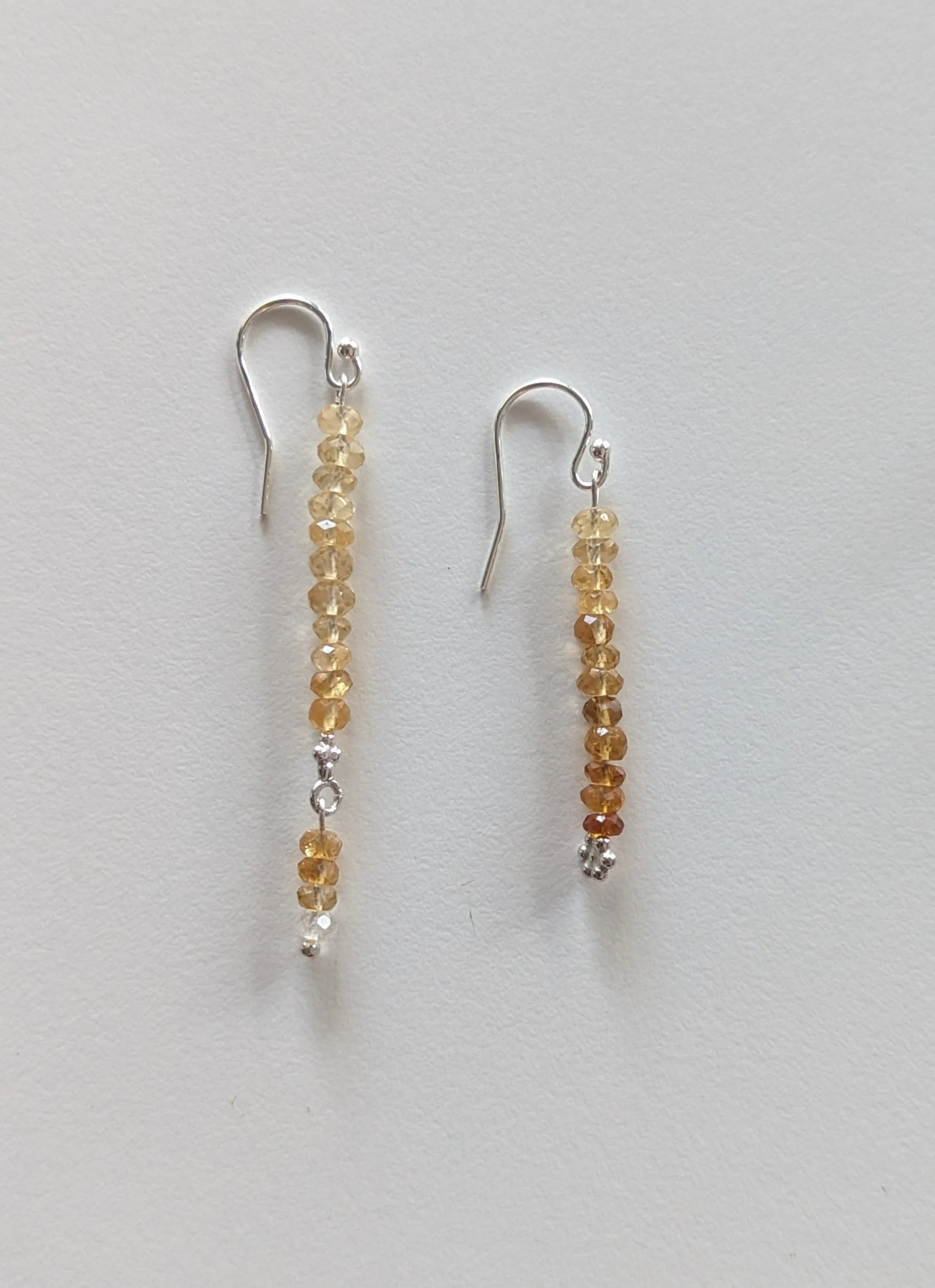 Asymetric Ombre Yellow Citrine Faceted Gemstone Earrings