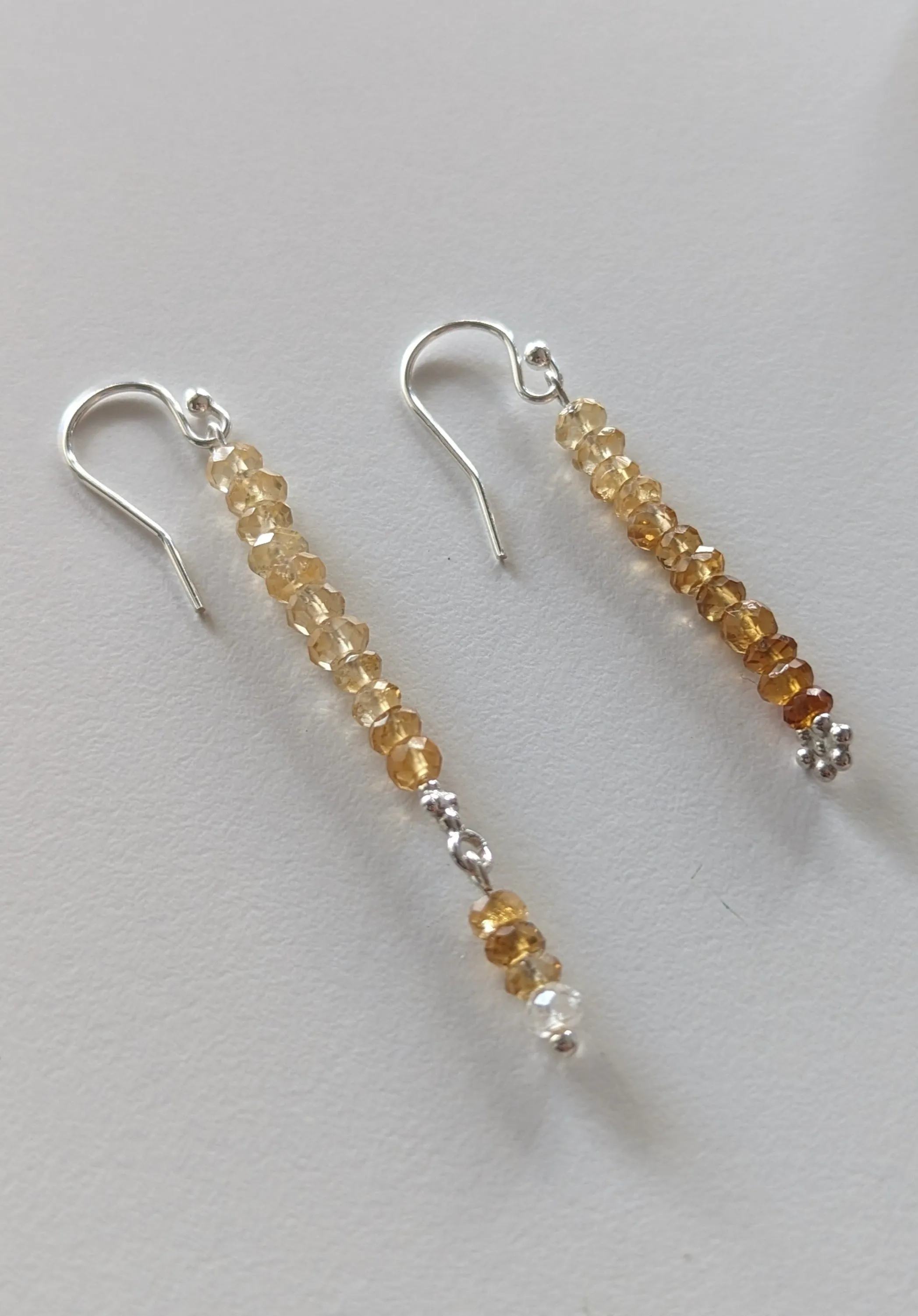 Asymetric Ombre Yellow Citrine Faceted Gemstone Earrings