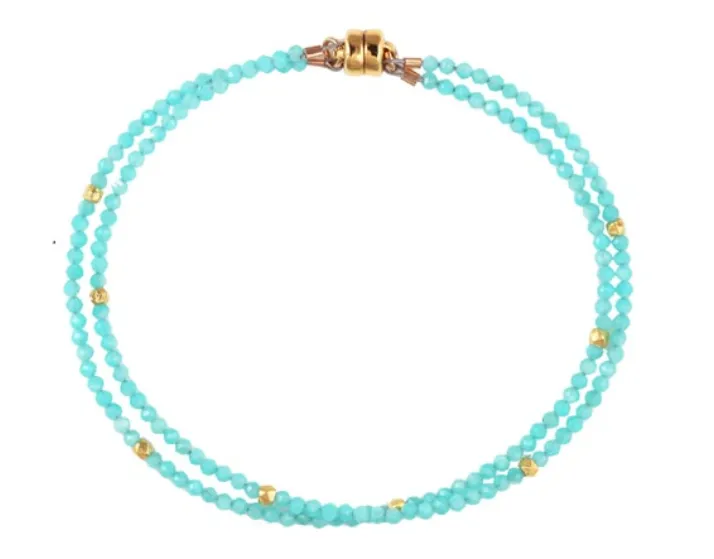 AVF Gold Amazonite Double Strand Beaded Bracelet