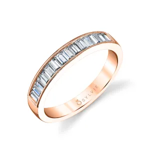 Baguette Wedding Band 14k Gold Rose