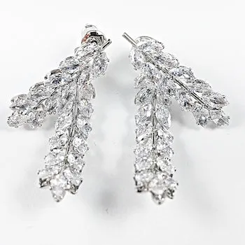 Beautiful Floral Design CZ Dangle Layered Stud Brass Earrings