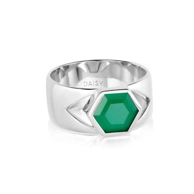 Beloved Bold Green Onyx Band Sterling Silver Ring JR09_SLV