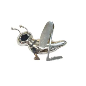 Black Onyx & Silver Cricket Pin