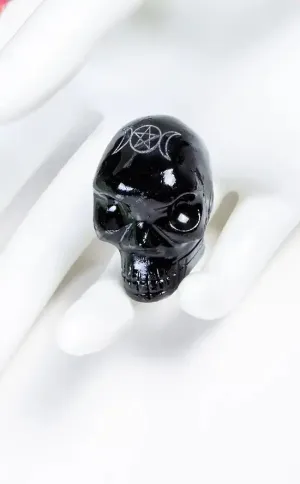 Black Onyx Crystal Skulls w Triple Moon