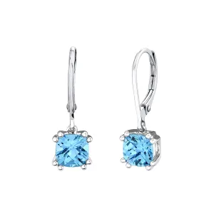 Blue Topaz 14k White Gold Leverbacks Drop Earrings