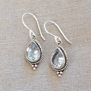 Blue Topaz .925 Sterling Silver Classic Drop Earrings from Bali