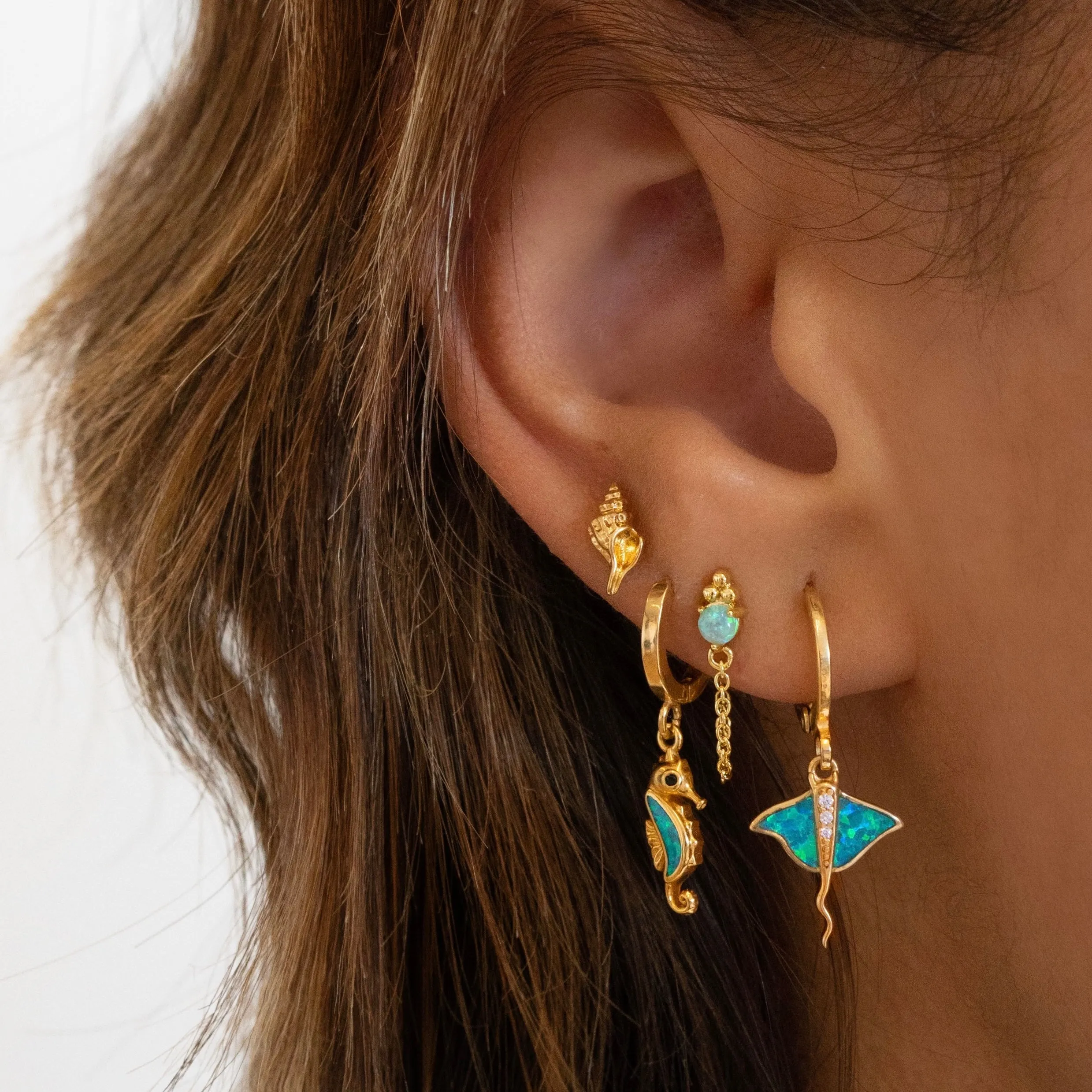 Bohemian Green Opal Stingray Earring