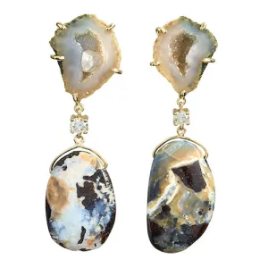 Bondi Beach 18K Gold One of a Kind Gemstone Earrings