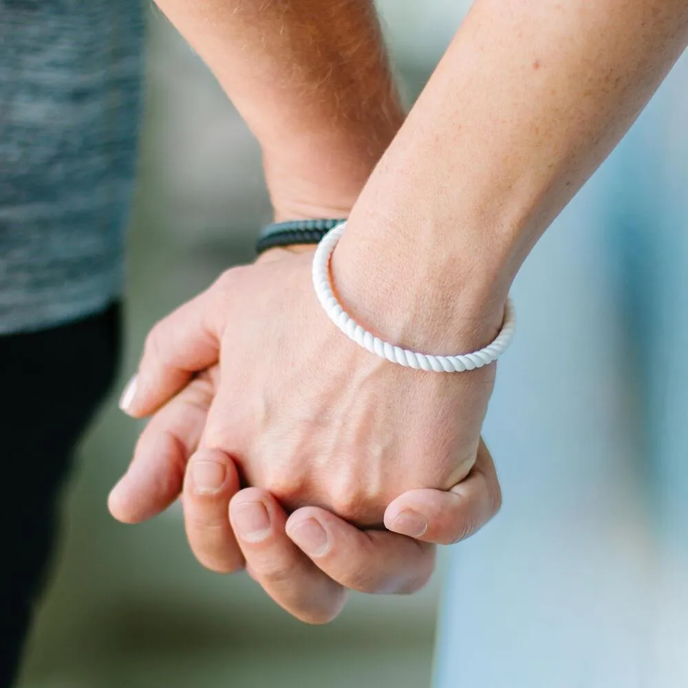 Braided Stackable Silicone Bracelet - White