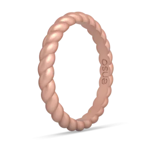 Braided Stackable Silicone Ring - Metallic Rose Gold