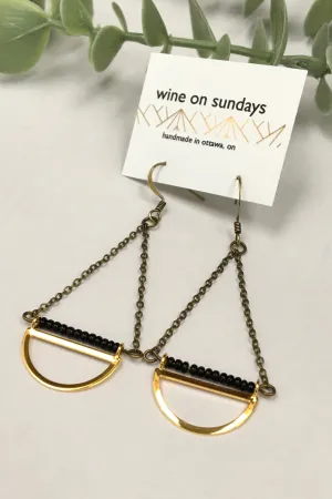 Brass Semi Circle Dangle Earrings