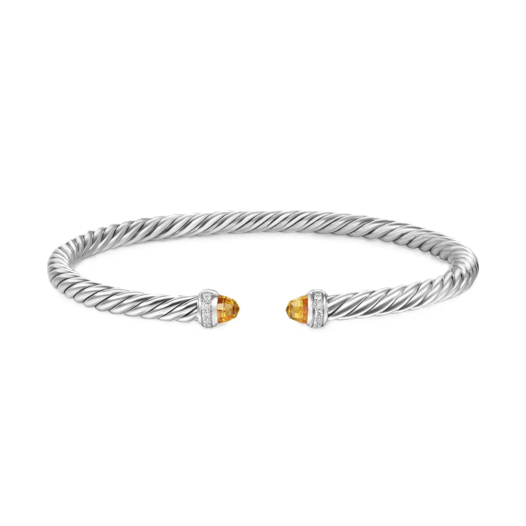 Cablespira® Flex Bracelet Sterling Silver with Citrine and Diamonds, 4mm