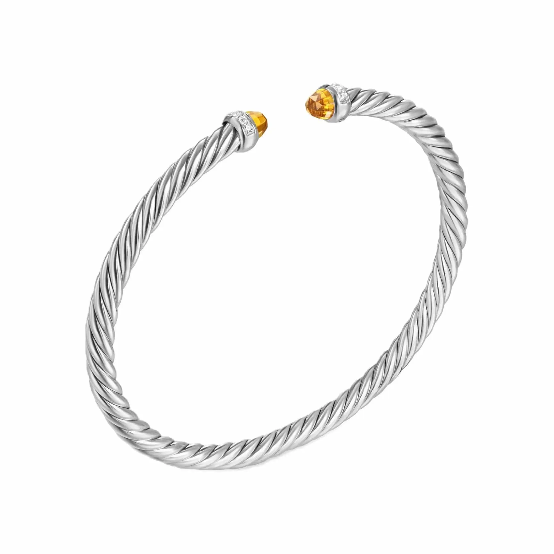 Cablespira® Flex Bracelet Sterling Silver with Citrine and Diamonds, 4mm