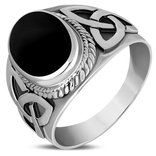 Beautiful Sterling Silver Celtic Trinity Knot Ring with Black Onyx - Optimize E-Commerce Product Title