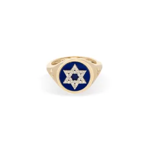 Ceramic   Pavé Star of David Signet Ring