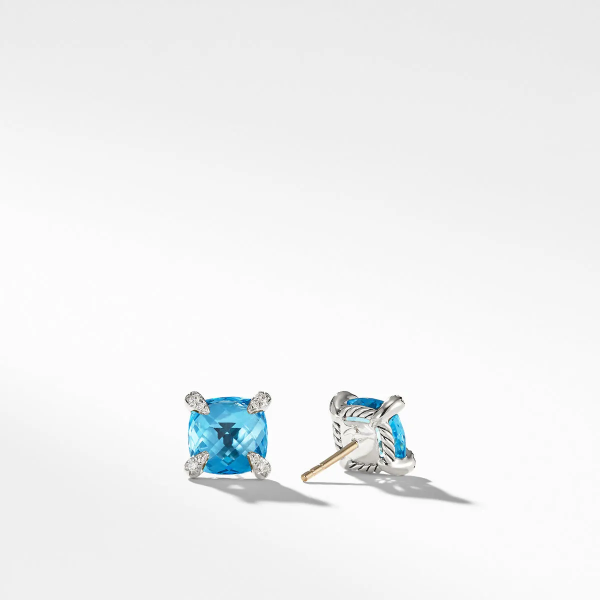 Chatelaine Stud Earrings with Blue Topaz and Diamonds