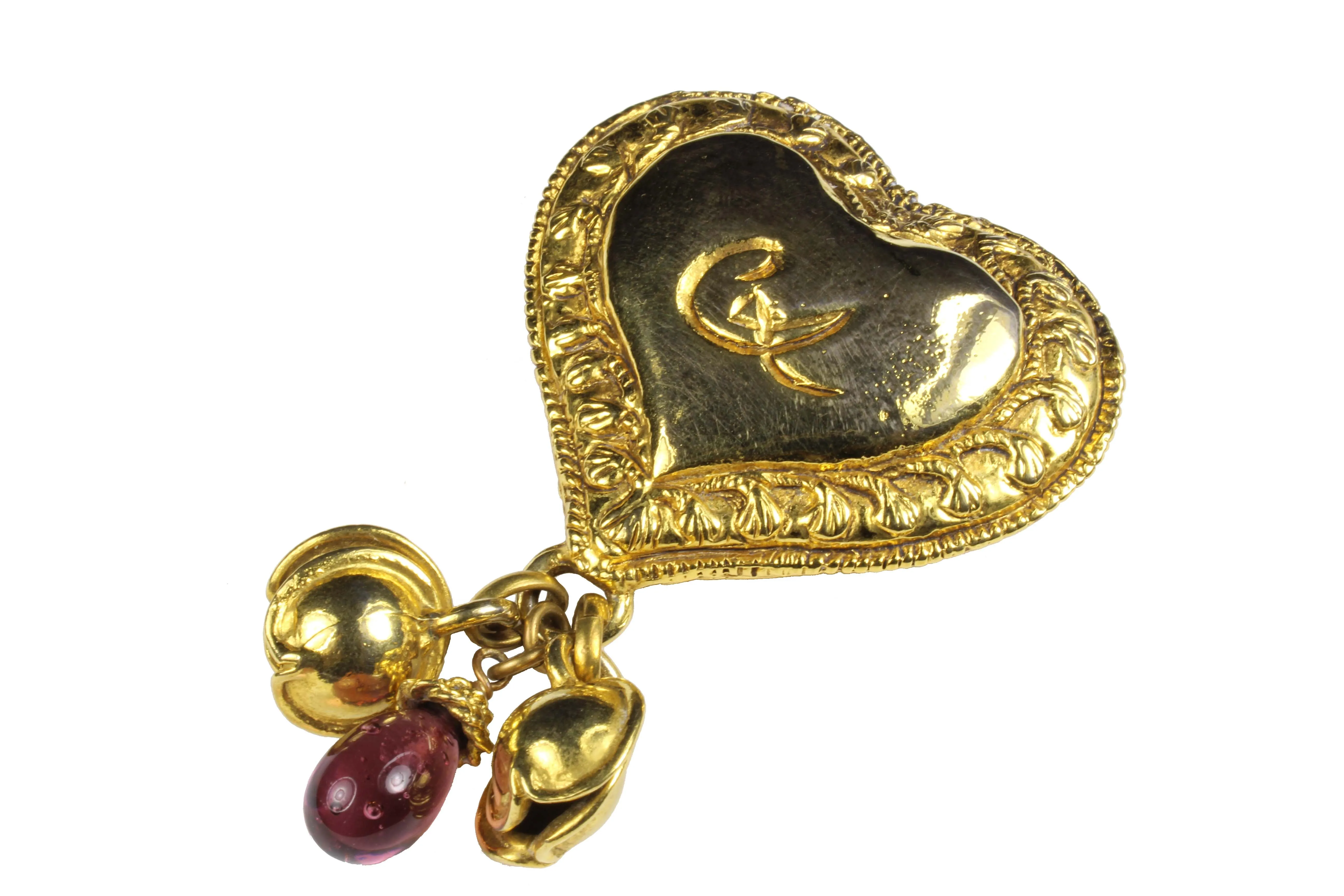 CHRISTIAN LACROIX large heart perfume holder brooch