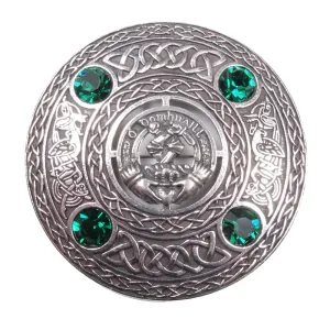 Clan Crest Plaid Brooch With Gemstone