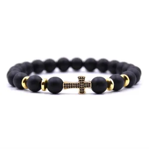 Cross Bead Bracelet <br> Gold